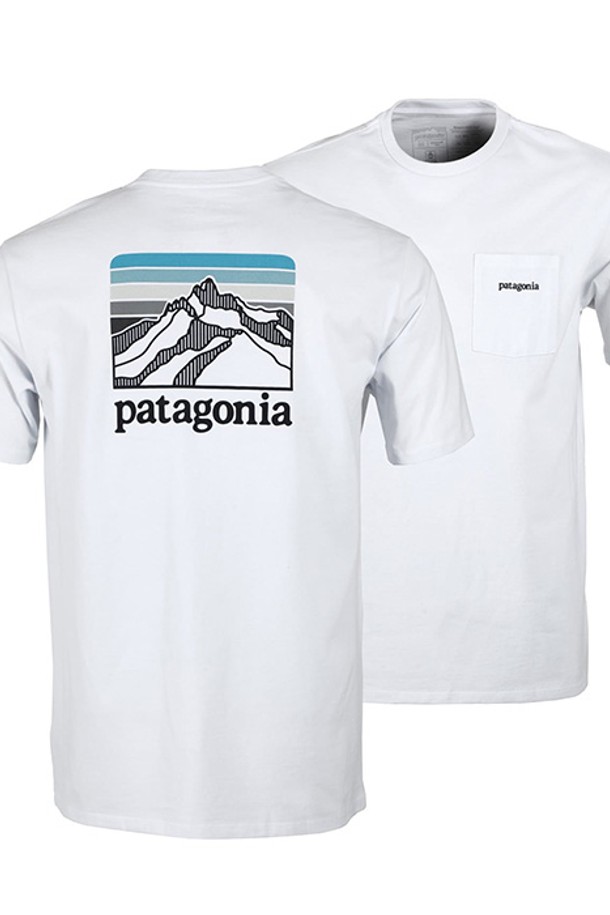 PATAGONIA - 반팔티셔츠 - 파타고니아 라인로고 포켓 리스판서빌리 반팔티 White