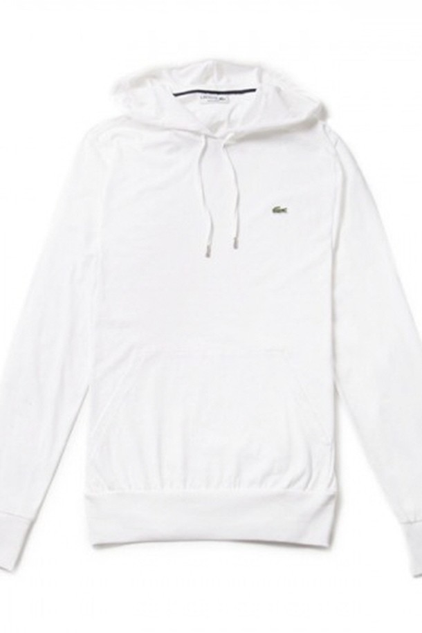 LACOSTE - 후디 - 라코스테 남성 센트럴 포켓 저지 후드티 TH9349 White