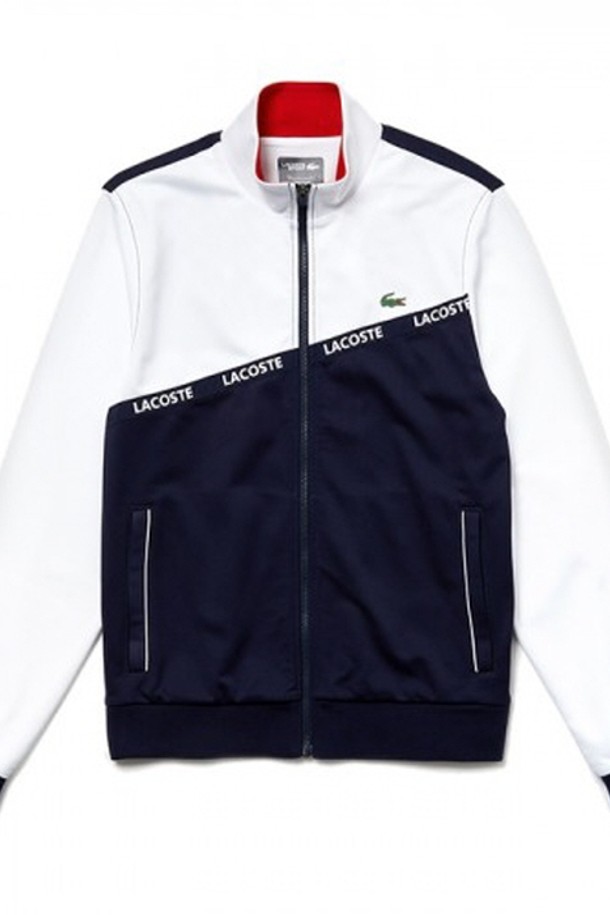 LACOSTE - 블루종/점퍼 - 라코스테 남성 워드 테이프 자켓 SH8651 White Navy B