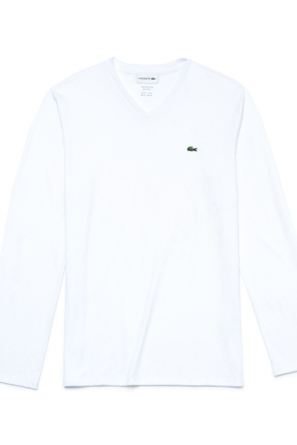 LACOSTE - 긴팔티셔츠 - 라코스테 남성 브이넥 긴팔티셔츠 TH6711 White