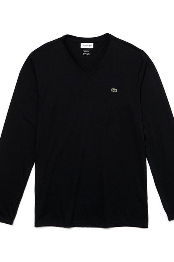 LACOSTE - 긴팔티셔츠 - 라코스테 남성 브이넥 긴팔티셔츠 TH6711 Black