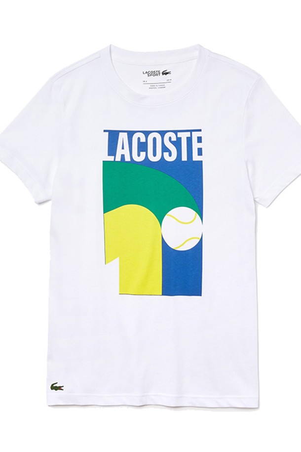 LACOSTE - 반팔티셔츠 - 라코스테 남여공용 그래픽 반팔티셔츠 TH9683 White