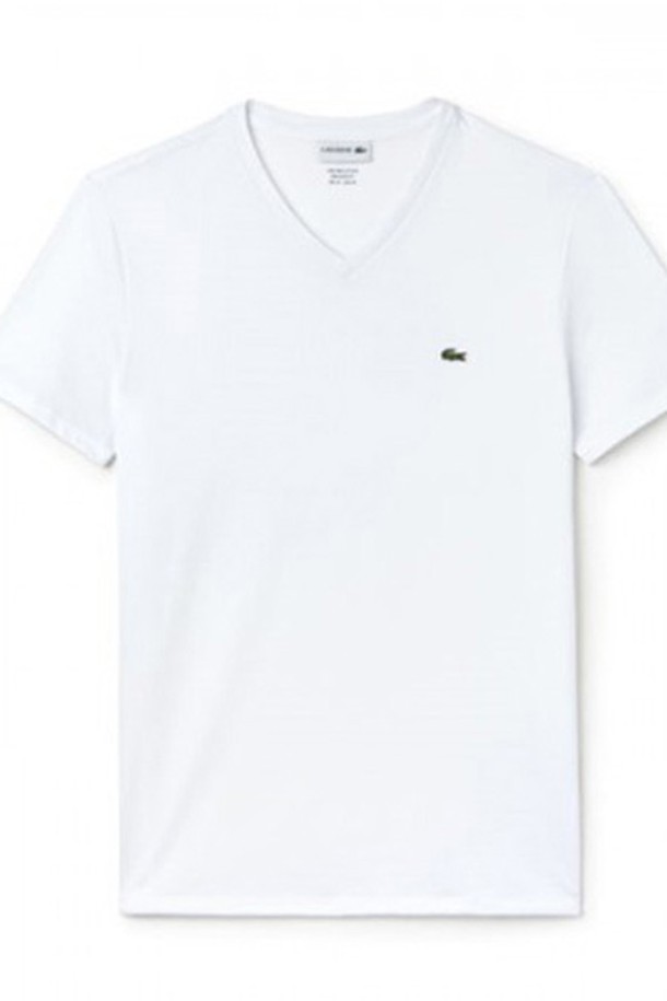 LACOSTE - 반팔티셔츠 - 라코스테 남성 브이넥 반팔티셔츠 TH6710 White