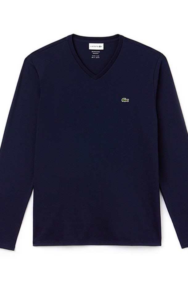 LACOSTE - 긴팔티셔츠 - 라코스테 남성 브이넥 긴팔티셔츠 TH6711 Navy Blue