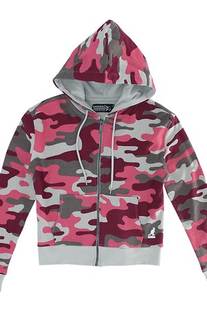 캉골 여성 와플 집업후드 Pink Camo