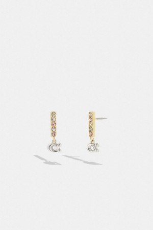 코치 Signature Pave Bar Huggie 귀걸이 CL142 GLD