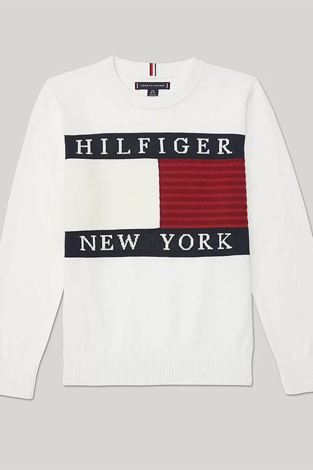 TOMMY HILFIGER - 의류 - 타미힐피거 보이즈 빅플래그 크루넥 스웨터 Milky Way