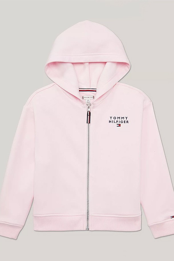 TOMMY HILFIGER - 의류 - 타미힐피거 걸즈 Hilfiger 로고 집업 후드 LT Pink