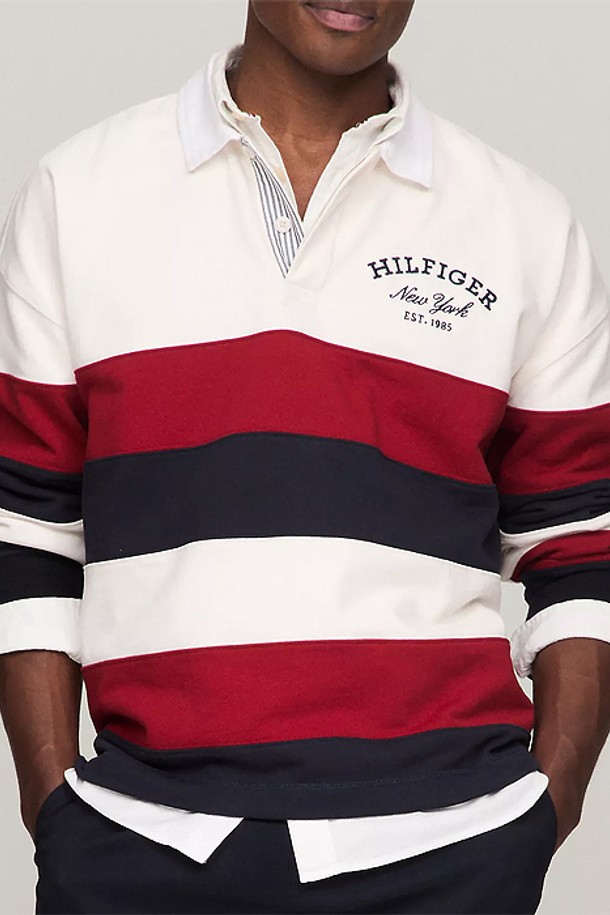 TOMMY HILFIGER - 긴팔티셔츠 - 타미힐피거 남성 Hilfiger 럭비 긴팔카라티 Beige Mul