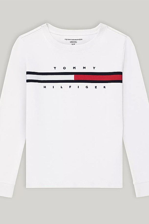 TOMMY HILFIGER - 의류 - 타미힐피거 보이즈 플래그 Stripe 긴팔티셔츠 White