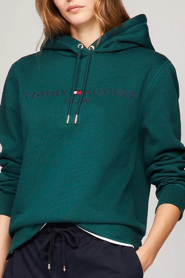 TOMMY HILFIGER - 스웻셔츠 - 타미힐피거 여성 Tommy 로고 후드티 Green1