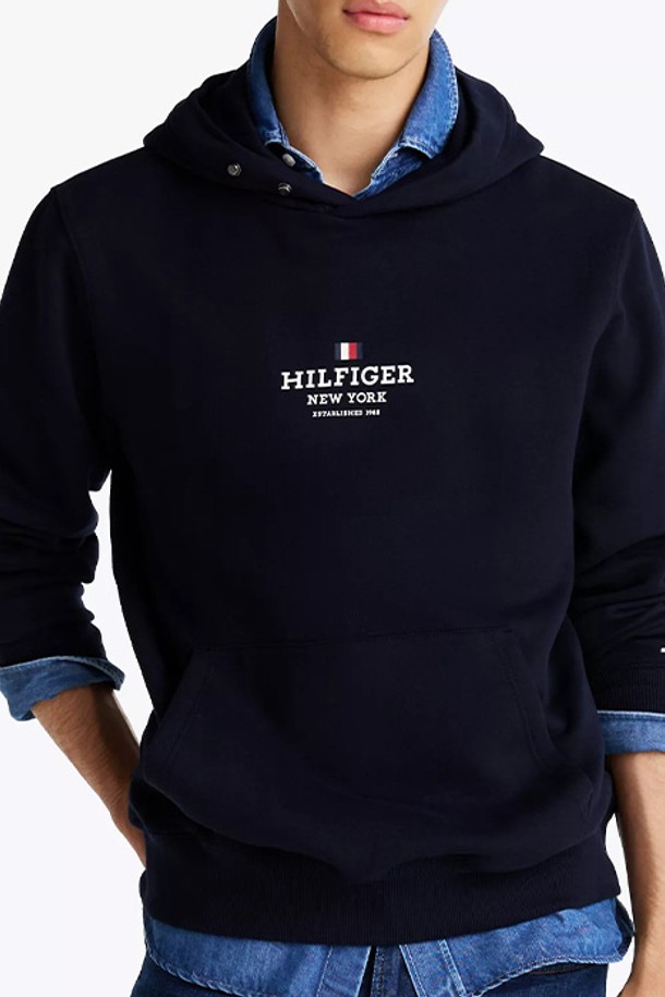 TOMMY HILFIGER - 스웨트셔츠 - 타미힐피거 남성 Hilfiger 뉴욕 후드티 Navy