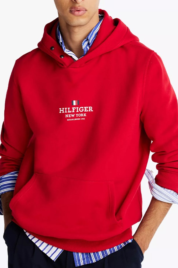 TOMMY HILFIGER - 스웨트셔츠 - 타미힐피거 남성 Hilfiger 뉴욕 후드티 Red