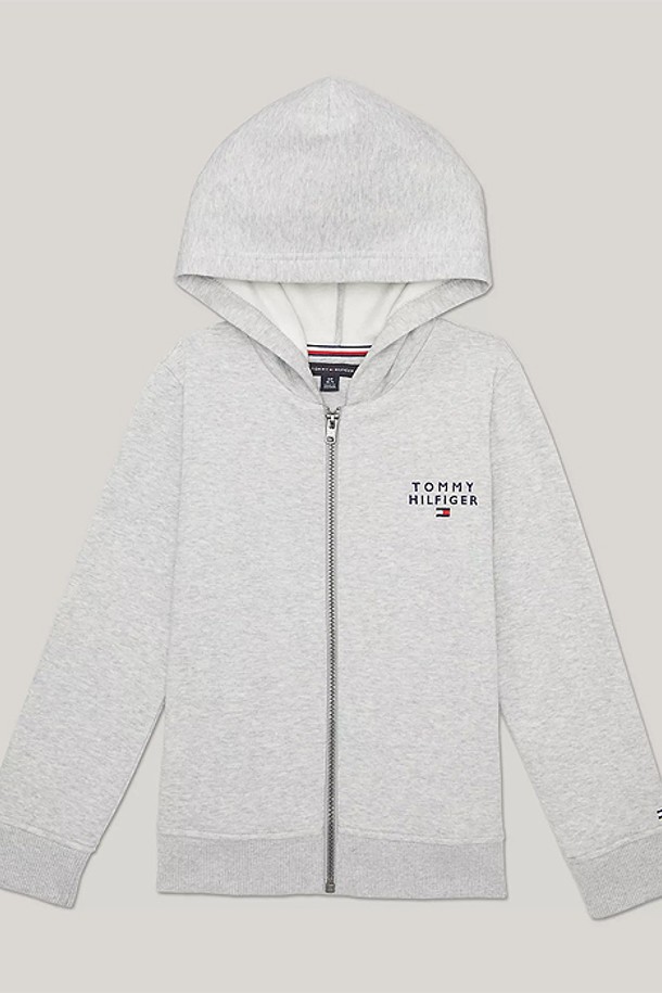 TOMMY HILFIGER - 의류 - 타미힐피거 보이즈 Hilfiger 로고 집업후드 Grey Htr