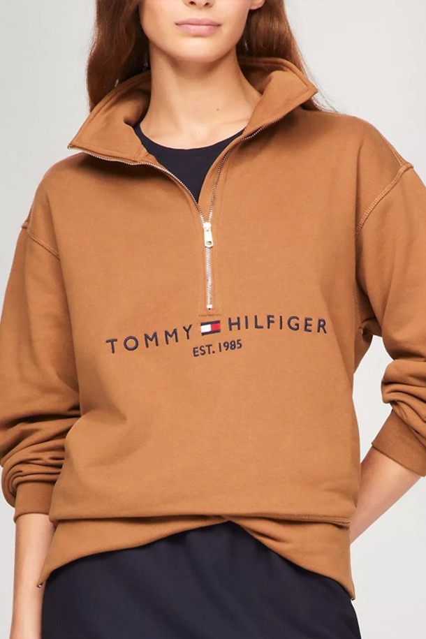 TOMMY HILFIGER - 스웻셔츠 - 타미힐피거 여성 로고 하프집 스웨트셔츠 Golden Rays