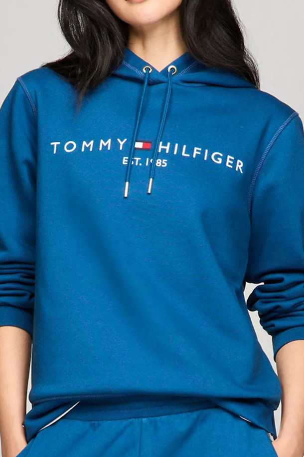 TOMMY HILFIGER - 스웻셔츠 - 타미힐피거 여성 Tommy 로고 후드티 Dip Blue