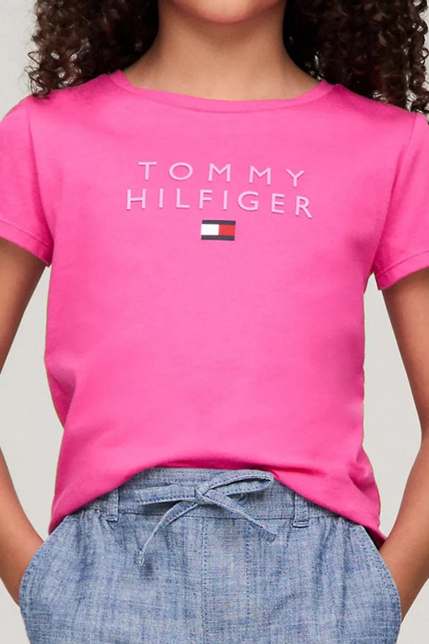 TOMMY HILFIGER - 의류 - 타미힐피거 걸즈 Hilfiger 로고 반팔티셔츠 P Passion