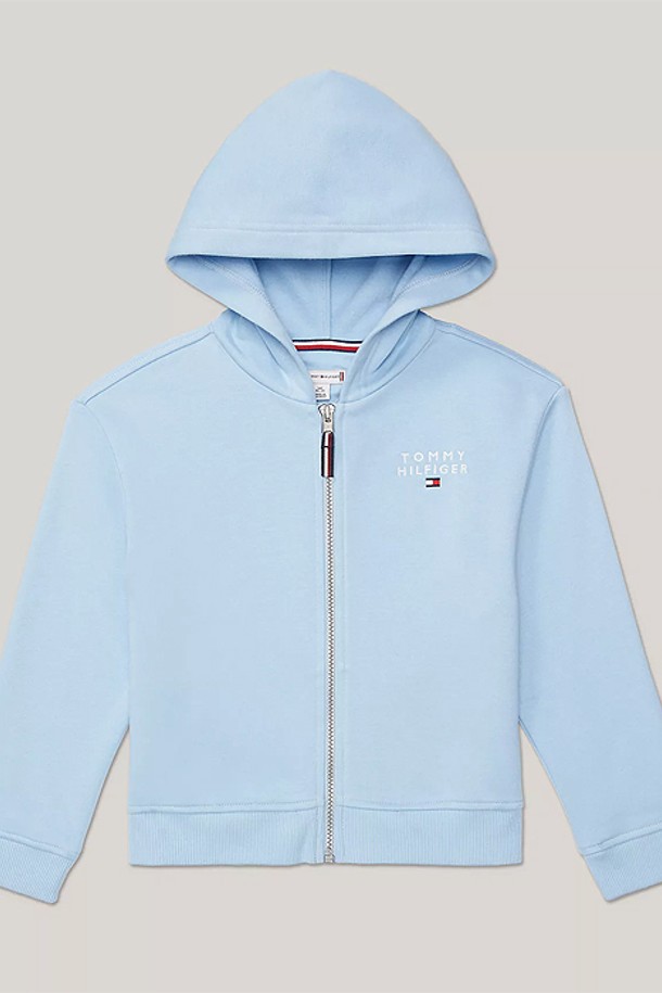 TOMMY HILFIGER - 의류 - 타미힐피거 걸즈 Hilfiger 로고 집업 후드 LT Blue