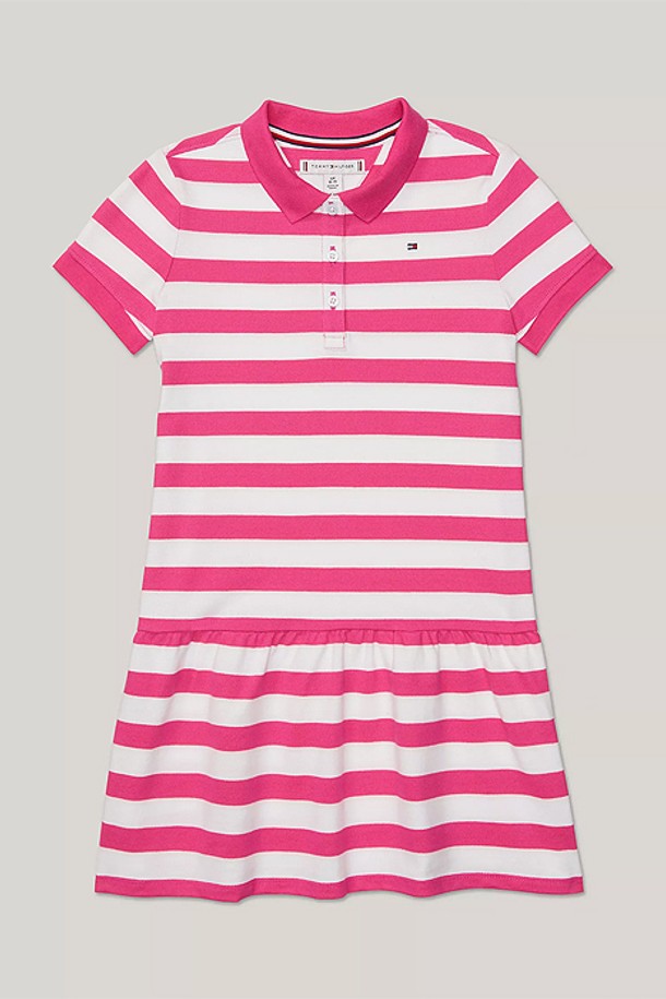 TOMMY HILFIGER - 의류 - 타미힐피거 걸즈 Stripe Polo 반팔드레스 Pink White