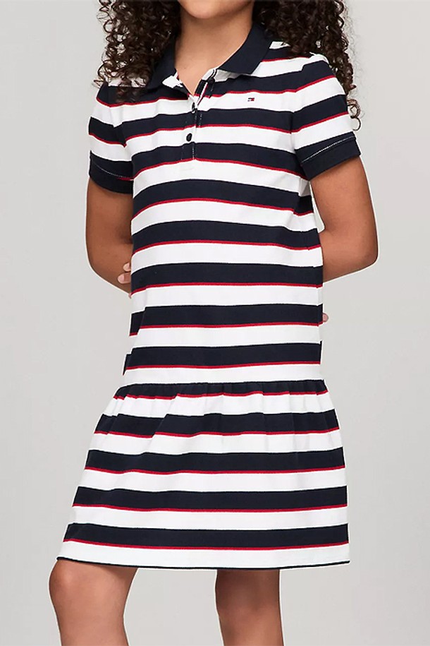 TOMMY HILFIGER - 의류 - 타미힐피거 걸즈 Stripe Polo 반팔드레스 White Navy