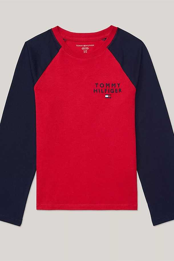 TOMMY HILFIGER - 의류 - 타미힐피거 보이즈 래글런 컬러블럭 긴팔티셔츠 P Red