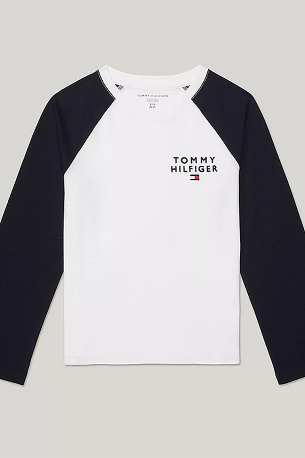 TOMMY HILFIGER - 의류 - 타미힐피거 보이즈 래글런 컬러블럭 긴팔티셔츠 White