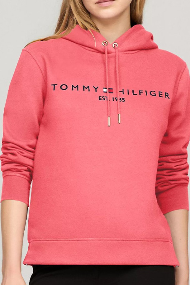 TOMMY HILFIGER - 스웻셔츠 - 타미힐피거 여성 Tommy 로고 후드티 Light Crimson