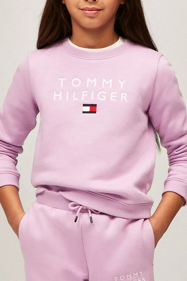 TOMMY HILFIGER - 키즈상의 - 타미힐피거 걸즈 타미 로고 스웨트셔츠 Plum