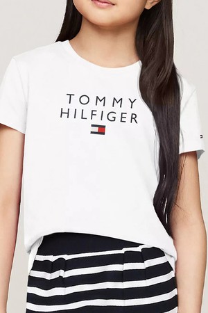 타미힐피거 걸즈 Hilfiger 로고 반팔티셔츠 White