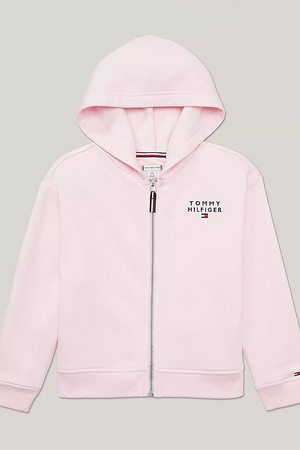 타미힐피거 걸즈 Hilfiger 로고 집업 후드 LT Pink