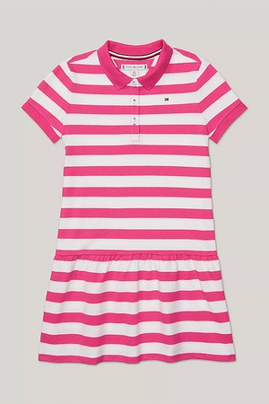 타미힐피거 걸즈 Stripe Polo 반팔드레스 Pink White