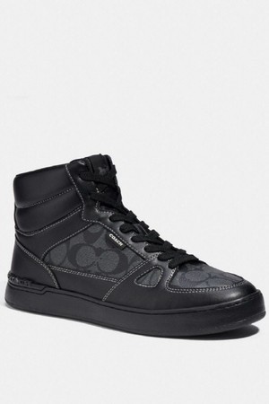 코치 남성 Clip Court High Top 스니커즈 CC736 BLK