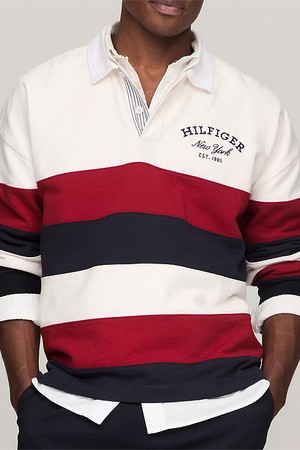 타미힐피거 남성 Hilfiger 럭비 긴팔카라티 Beige Mul