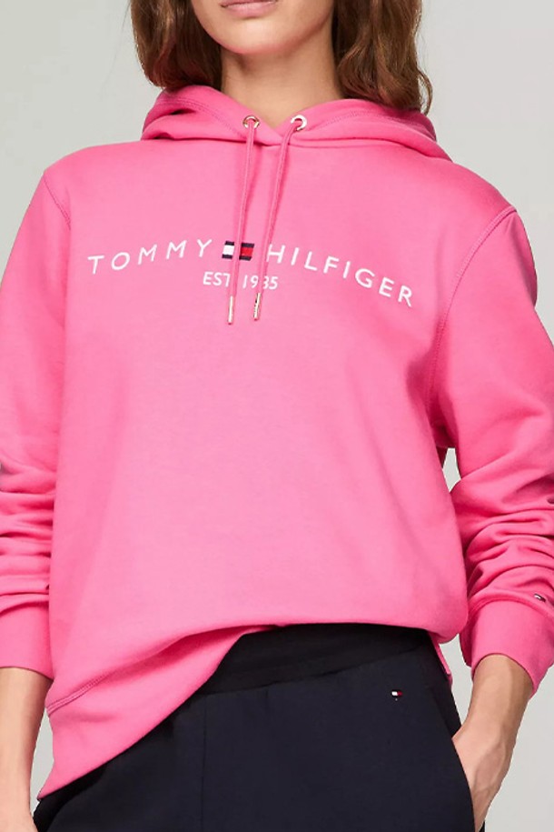 TOMMY HILFIGER - 스웻셔츠 - 타미힐피거 여성 Tommy 로고 후드티 Fandango Pink