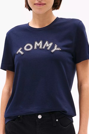 타미힐피거 여성 Tommy 아치 로고 반팔티셔츠 Navy