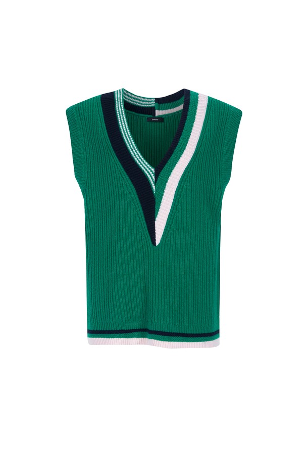 pelote - 베스트 - Coloring V-Neck Wool Knit Vest