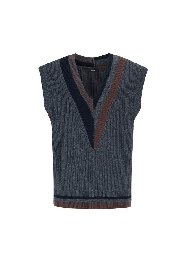 pelote - 베스트 - Coloring V-Neck Wool Knit Vest