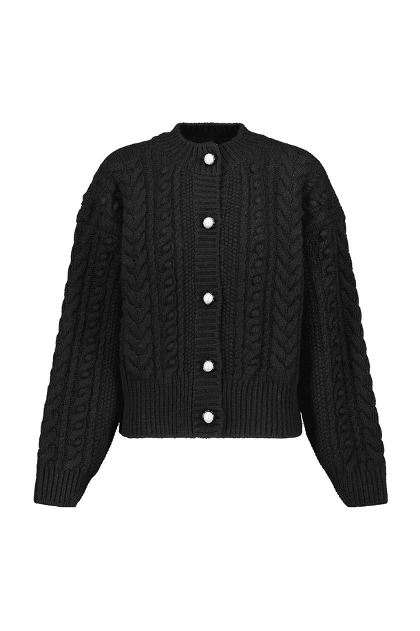 pelote - 가디건 - Twist Semi-Crop Cashmere Wool Knit Cardigan