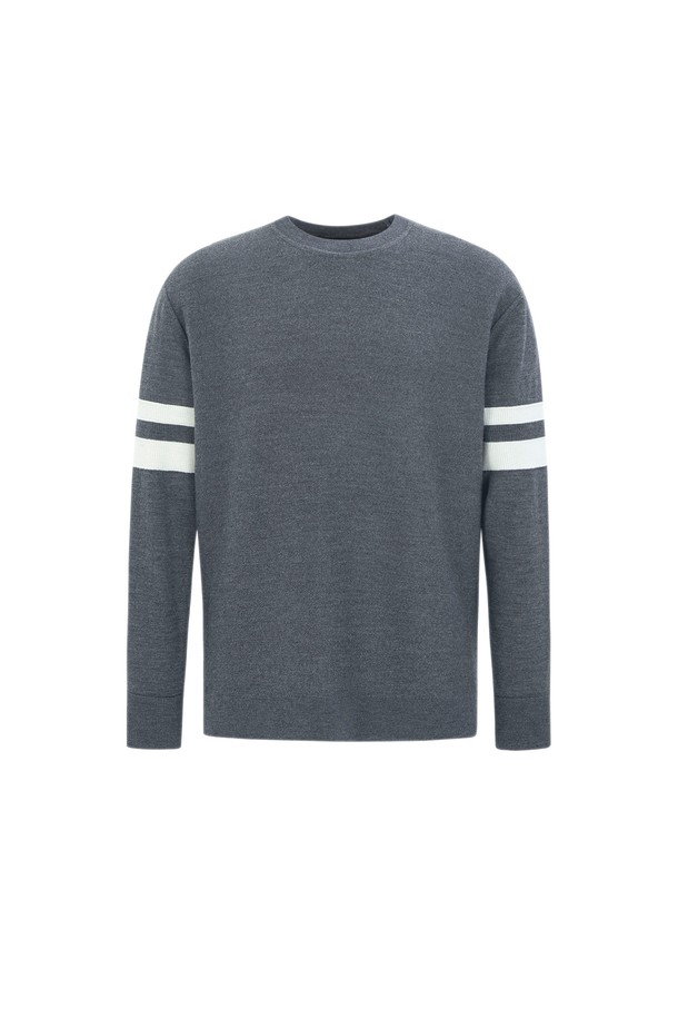 pelote - 스웨터 - Line Coloring Crew Neck Wool Knit