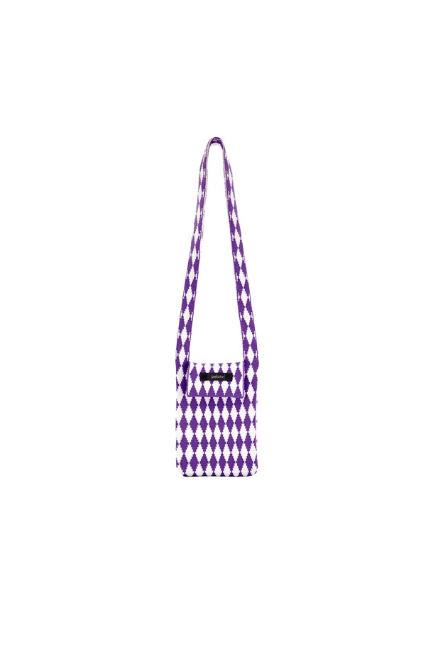 pelote - 크로스백 - Diamonds Check Knit Cross Bag (S/Purple Mix)