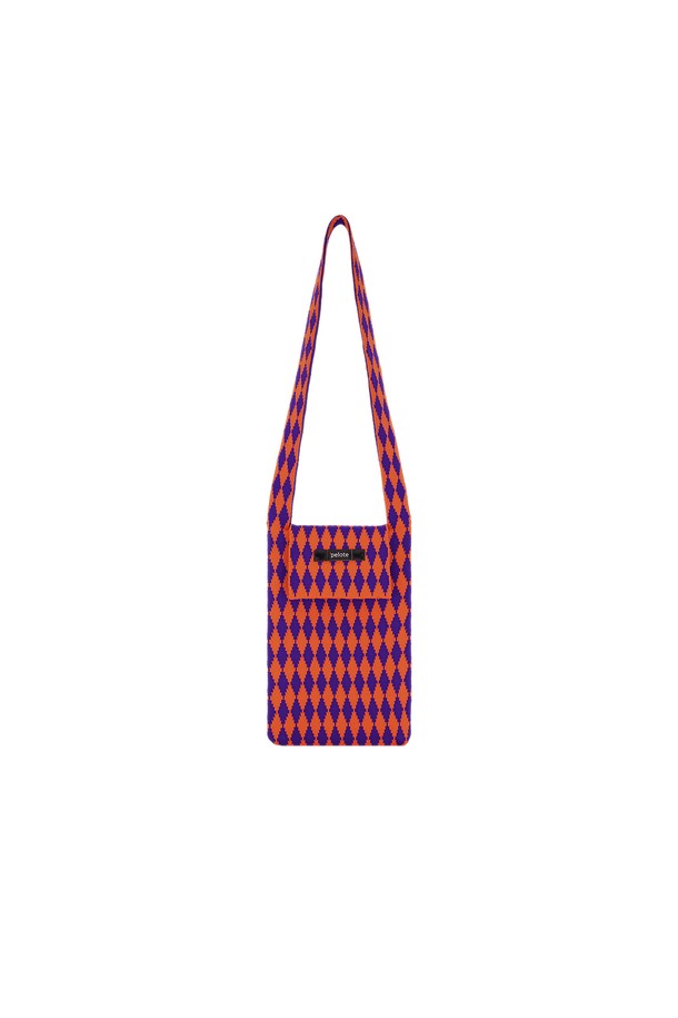 pelote - 크로스백 - Diamonds Check Knit Cross Bag (L/Purple Mix)