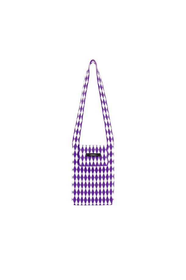 pelote - 크로스백 - Diamonds Check Knit Cross Bag (L/Purple Mix)