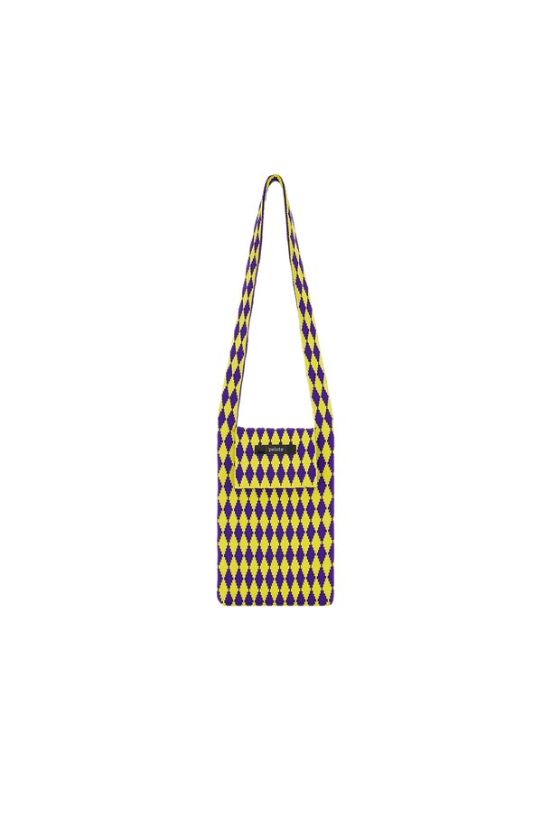 pelote - 크로스백 - Diamonds Check Knit Cross Bag (L/Purple Mix)