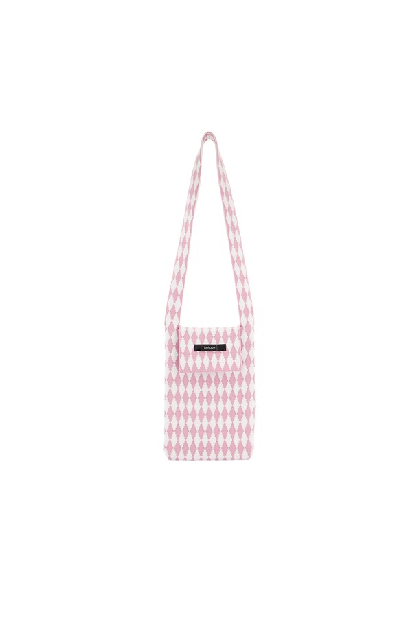 pelote - 크로스백 - Diamonds Check Knit Cross Bag (L/Pink Mix)