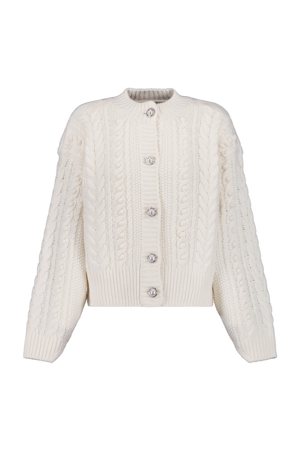 pelote - 가디건 - Twist Semi-Crop Cashmere Wool Knit Cardigan