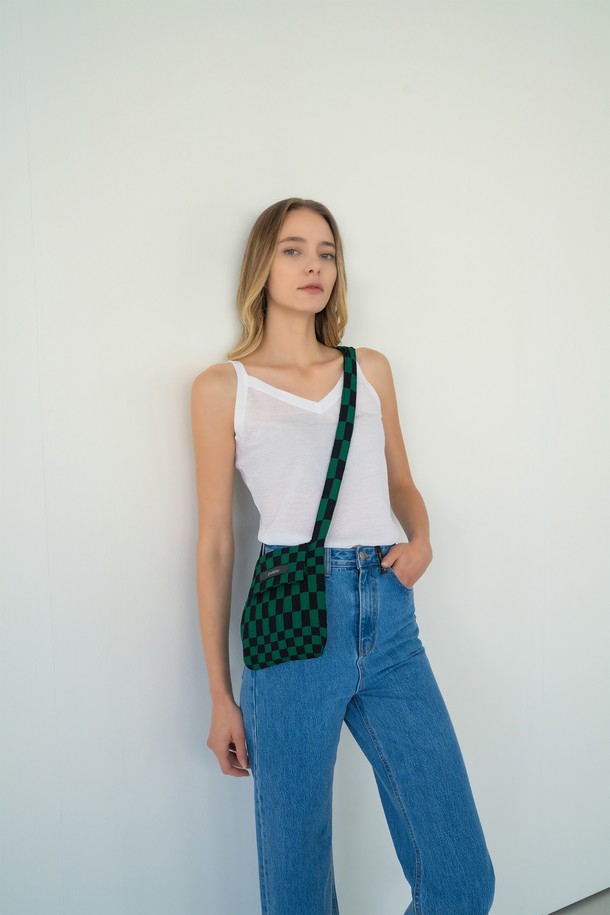 pelote - 크로스백 - Checker Knit Cross Bag (S)