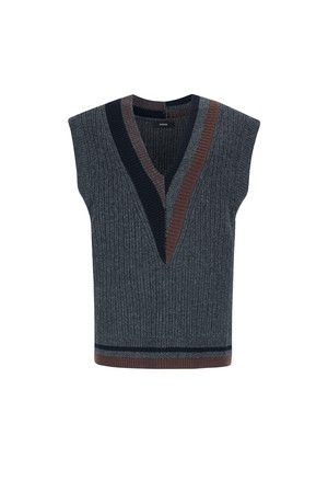 Coloring V-Neck Wool Knit Vest