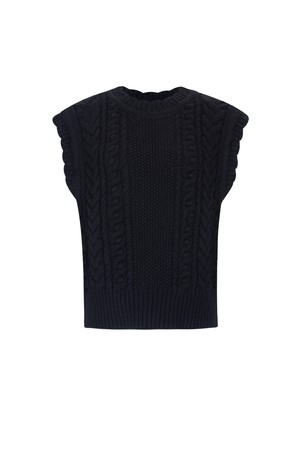 Frill Twist Round Neck Wool Knit Vest