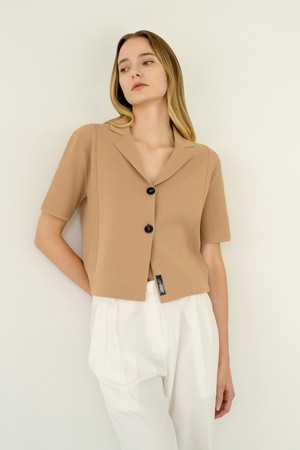 Collar Cotton Knit Jacket