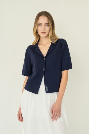 Collar Cotton Knit Jacket